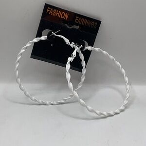 Fashion Jewelry White Twisted Hoop Earrings